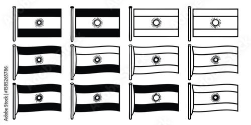 Argentina Flag Icon Set with 14 Variations Vector Illustration on Transparent Background comprehensive icon set featuring variations the flag This