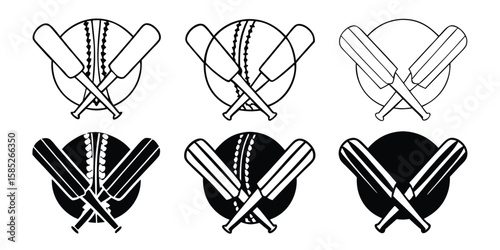 Cricket World Cup Sports Six Variations of Icon Set on transparent background This icon set features six variations cricket themed icons