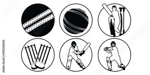Cricket World Cup Sports Icon Set with 24 Variations on transparent background