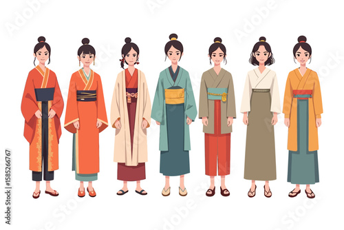 Women Wearing Traditional Clothing in Various Styles and Colors
