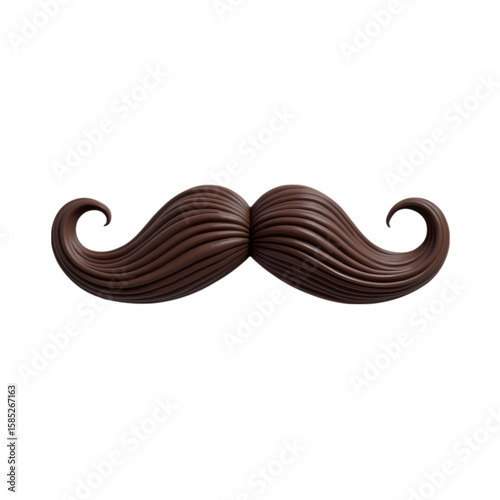 3d Brown hair and mustache isolated on transparent background