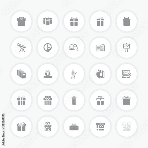 Collection of festive and business icons