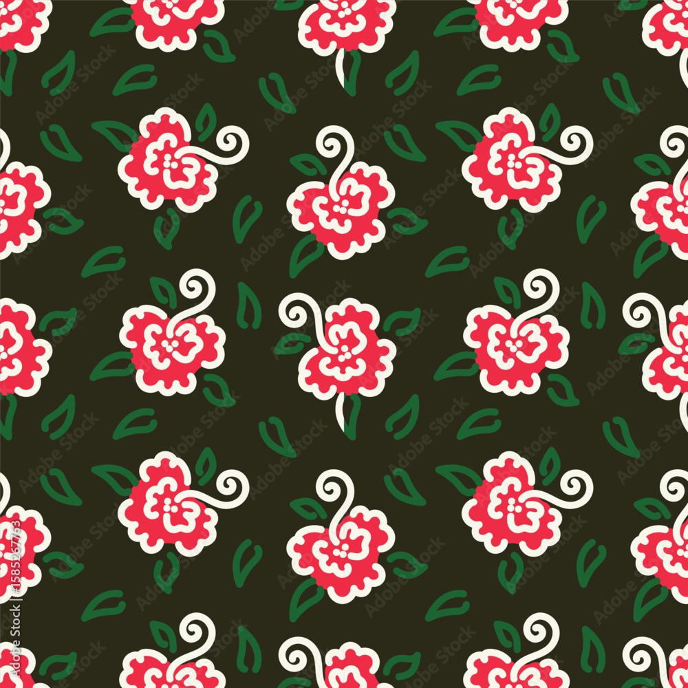 Fototapeta premium Hand drawn colourful florals Seamless pattern. Abstract Florals pattern. Colourful background. Designed for paper, cover, fabric, decor, wall paper and etc.