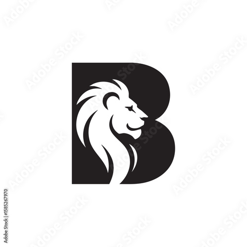 Majestic lion head integrated with letter B mane profile