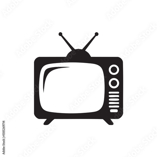 Vintage television with antennae and dials retro electronic