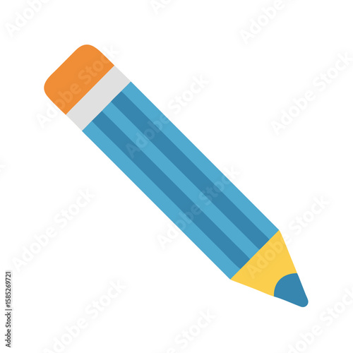 Colored vector icon of a classic pencil , symbolizing writing, creativity, and education. Isolated on a transparent background