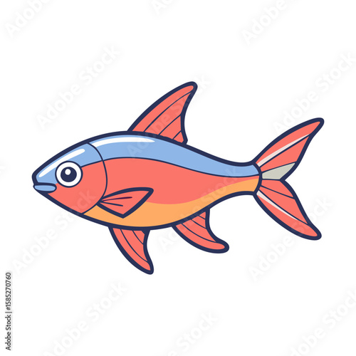 Illustration of a colorful fish swimming in the ocean for kids and educational resources