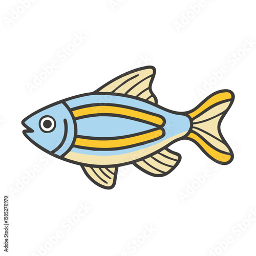 Neon tetra fish vector illustration aquarium pet fish freshwater fish tropical fish design art image