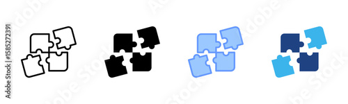 Puzzle icon set multiple style collection