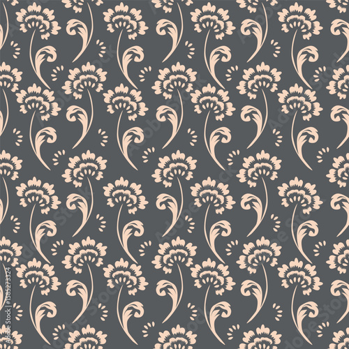 Beautiful seamless floral pattern with intricate botanical details, perfect for textiles, wallpapers, packaging, and digital prints