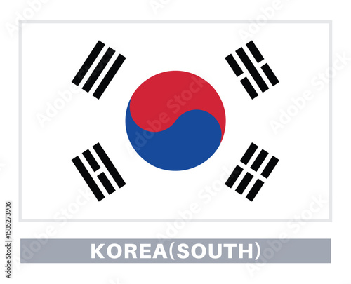 Flag of south korea. Flag icon. Standard colors. Standard size. Rectangular flag.