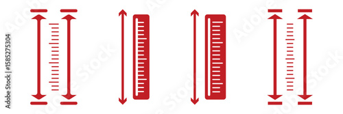 set of adjustable height icon. adjust length symbol. size adjustment arrow sign