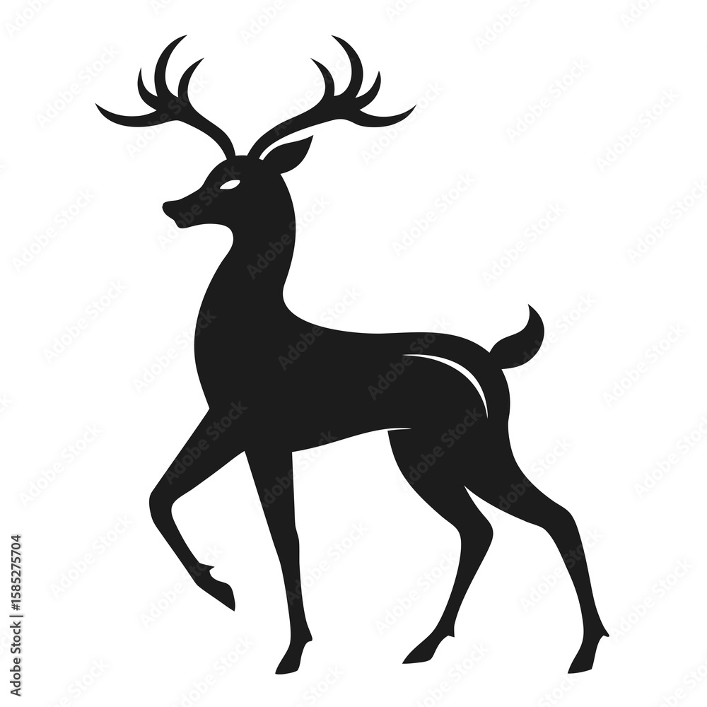 Obraz premium Elegant black deer silhouette white animal