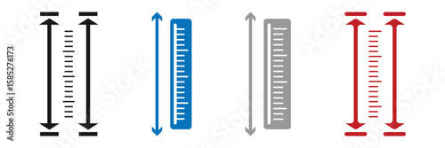 set of adjustable height icon. adjust length symbol. size adjustment arrow sign