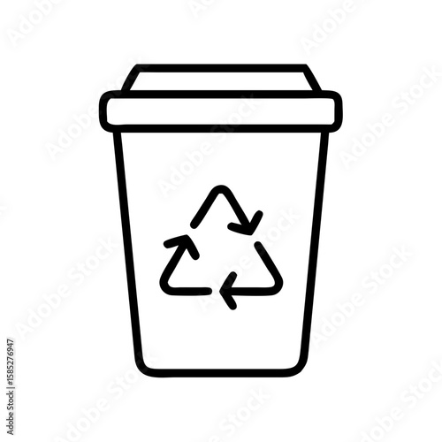 Recycling bin with symbol on minimalist design background  