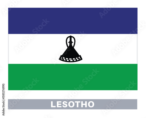 Flag of lesotho. Flag icon. Standard colors. Standard size. Rectangular flag.