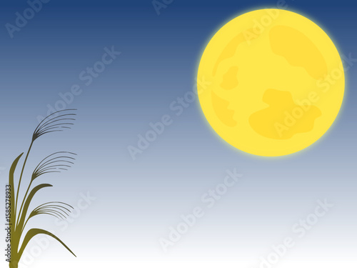 十五夜の背景　秋の満月の夜の風景