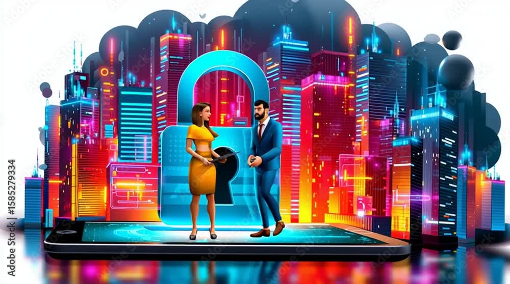 Cybersécurité d'entreprise sur la documentation avec la protection des données au cœur de la ville numérique