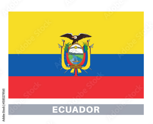 Flag of ecuador. Flag icon. Standard colors. Standard size. Rectangular flag.