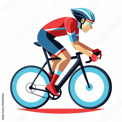 Cyclist in aerodynamic position on a bicycle cycling racing