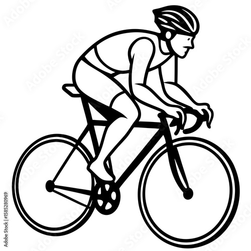 Cyclist in aerodynamic posture on bicycle cycling sport