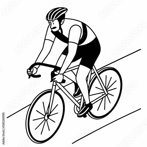 Cyclist in black and white riding a bicycle road sport