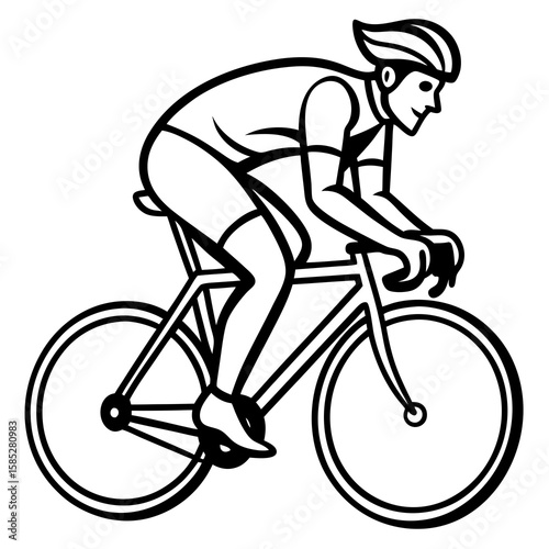 Cyclist in racing gear descending on a bicycle sport speed