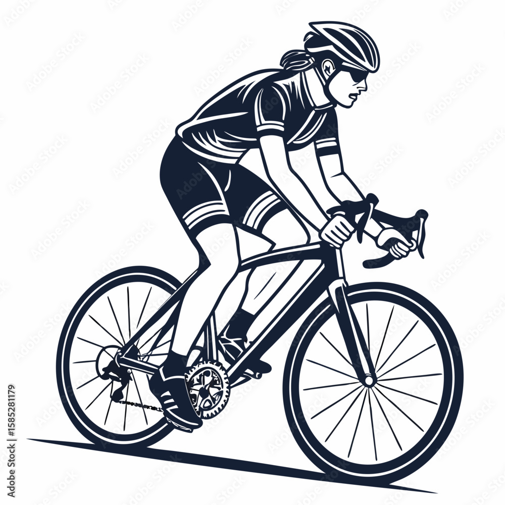 Naklejka premium Cyclist racing on a road bicycle cycling road bike