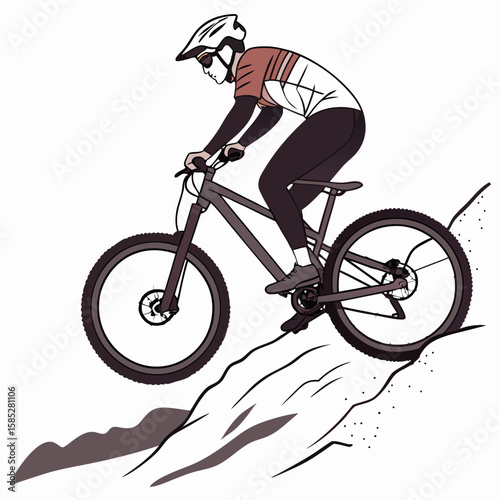 Cyclist performing wheelie on dirt track bicycle