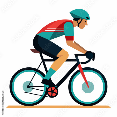 Cyclist racing on a bicycle road bike helmet