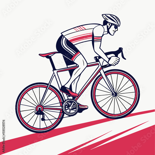 Cyclist racing on a road bike helmet sunglasses