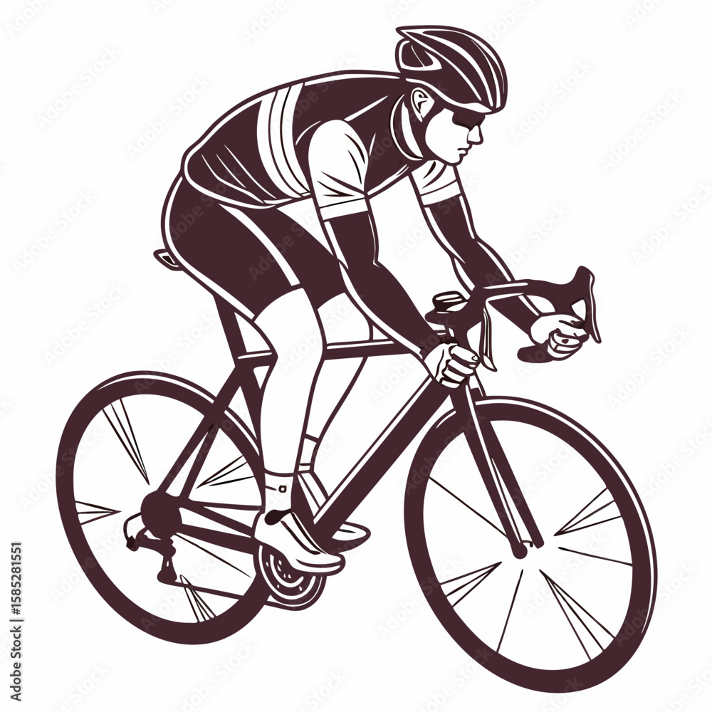 Naklejka premium Racing cyclist in aero position on white background cycling bicycle