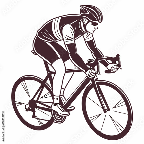 Racing cyclist in aero position on white background cycling bicycle