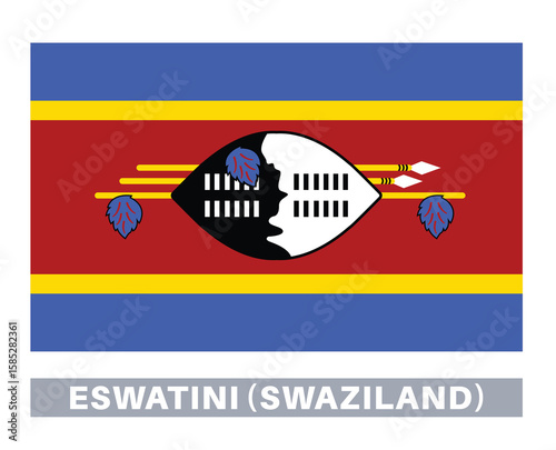 Flag of eswatini . Flag icon. Standard colors. Standard size. Rectangular flag.