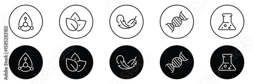 Set of Organic, natural, vegan icon collection. Antioxidant cosmetic symbol.