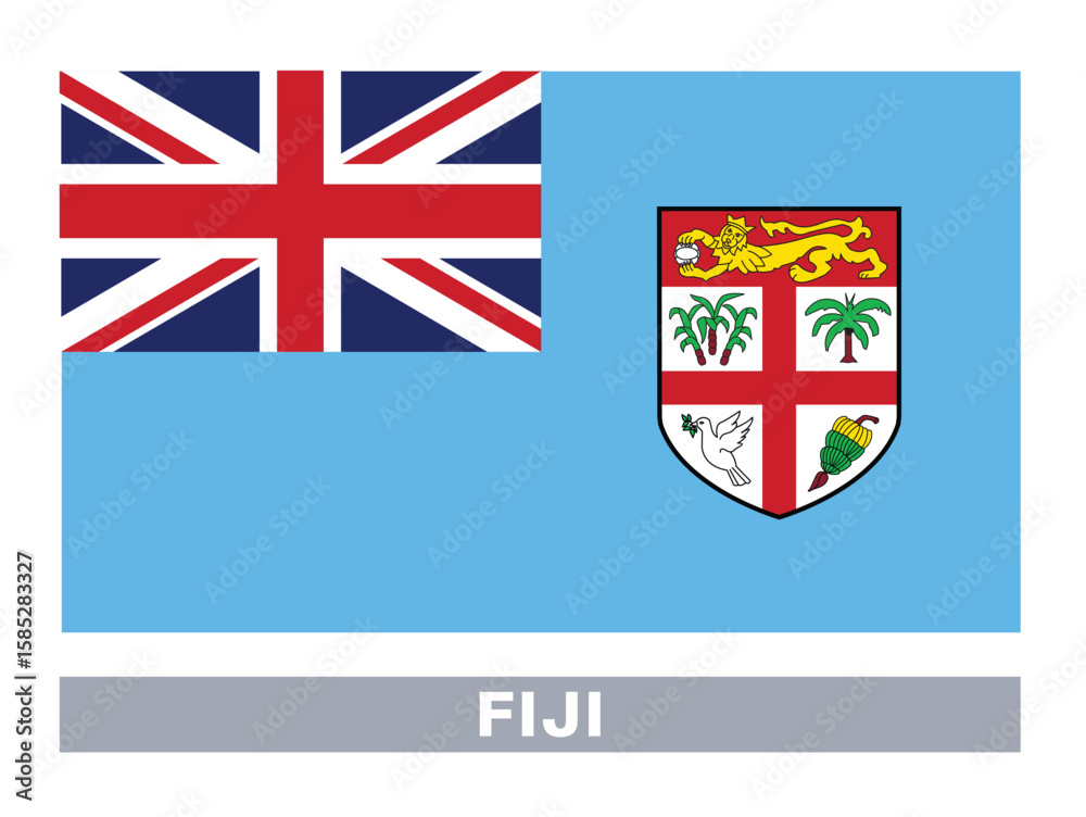 Fototapeta premium Flag of fiji. Flag icon. Standard colors. Standard size. Rectangular flag.