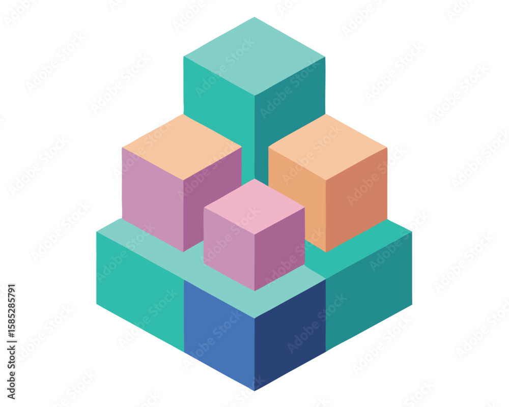 Obraz premium A stack of isometric cubes creates a geometric abstract design Ai Generated