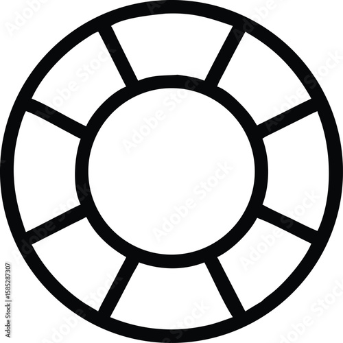 Black lifesaver ring silhouette design represents safety and rescue on transparent background