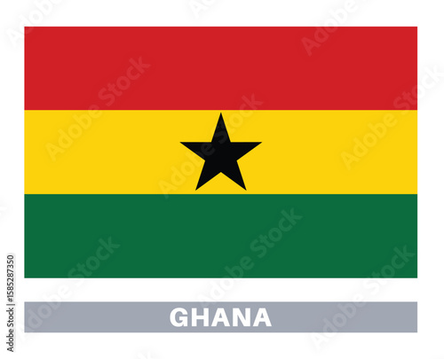 Flag of ghana. Flag icon. Standard colors. Standard size. Rectangular flag.