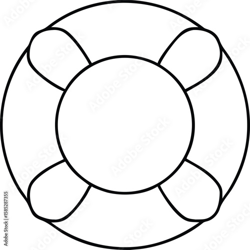 Black silhouette design of a lifesaver ring with transparency for water safety imagery.