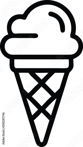 Black silhouette ice cream cone vector design for dessert themed illustrations