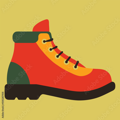 Colorful vector illustration of a hiking boot suitable for adventure and outdoors projects