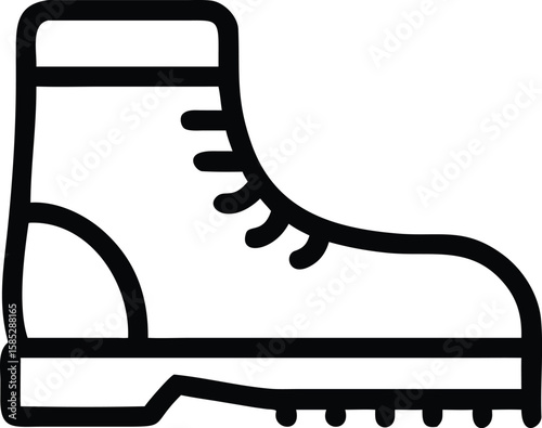 Black silhouette illustration of a hiking boot perfect for outdoor adventures and nature exploration