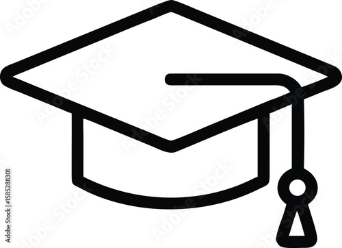 Black silhouette of a graduation cap depicting education achievement and academic success
