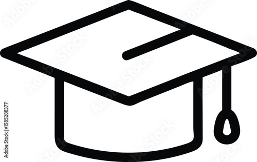 Silhouette of a graduation cap vector design in simple black outline.