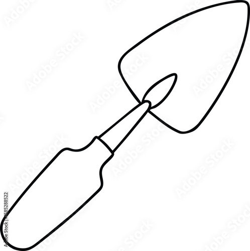 Black silhouette of a gardening trowel vector illustration for design projects