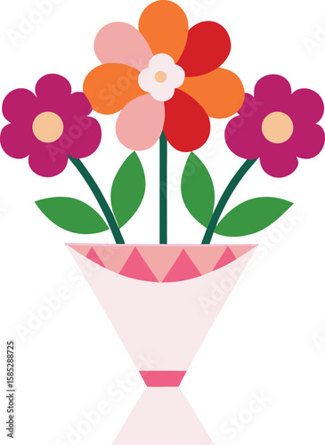 Colorful abstract floral bouquet illustration isolated on a white background