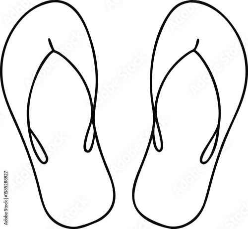 Four black flip flop sandals silhouettes simple vector design isolated