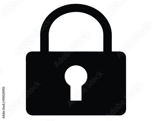 A black padlock is isolated on white background for security Ai Generated