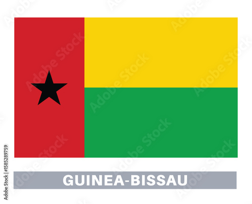 Flag of guinea bissau. Flag icon. Standard colors. Standard size. Rectangular flag.